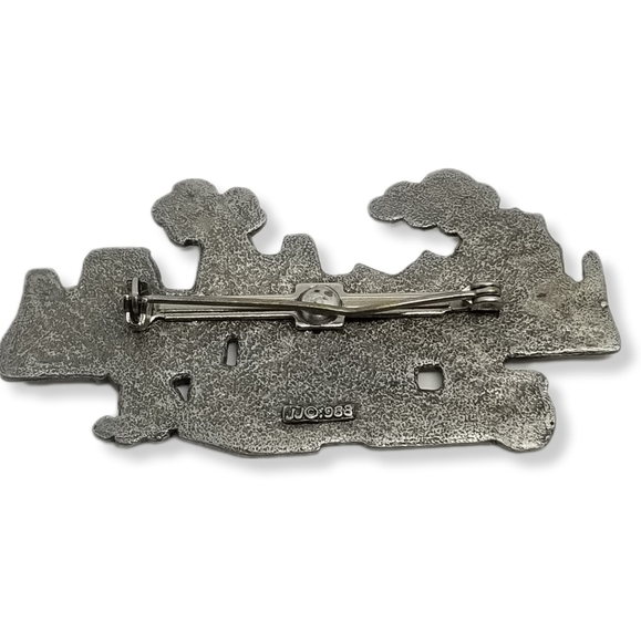 JONETTE JEWELRY 1988 SCENIC SOUTHWESTERN ADOBE HOUSE PEWTER BROOCH - Picture 4 of 4